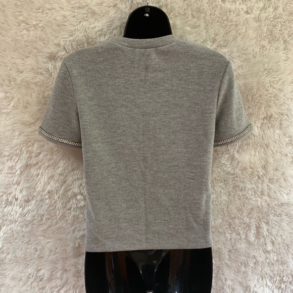 NWT Zara Size S Short Sleeve Knit With Rhinestone Cuffs. - Picture 6 of 6
